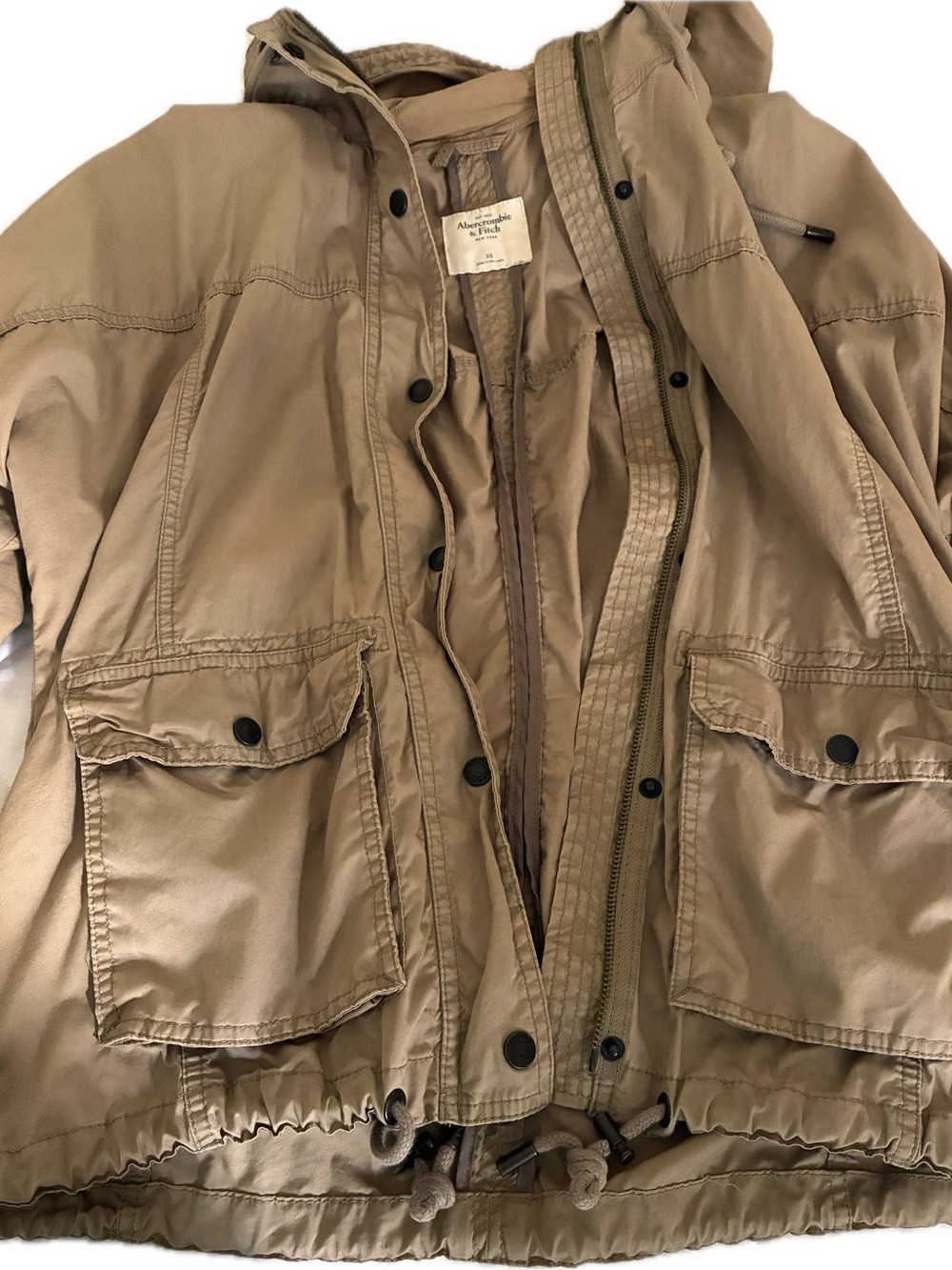 Abercrombie & Fitch Hooded Utility Full Zip Jacket Tan - Picture 8 of 10